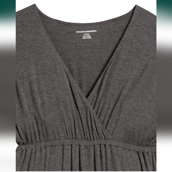 Amazon Essentials Gray Solid Surplice Mini Above Knee Dress Women's Size XL NWT - Picture 3 of 6
